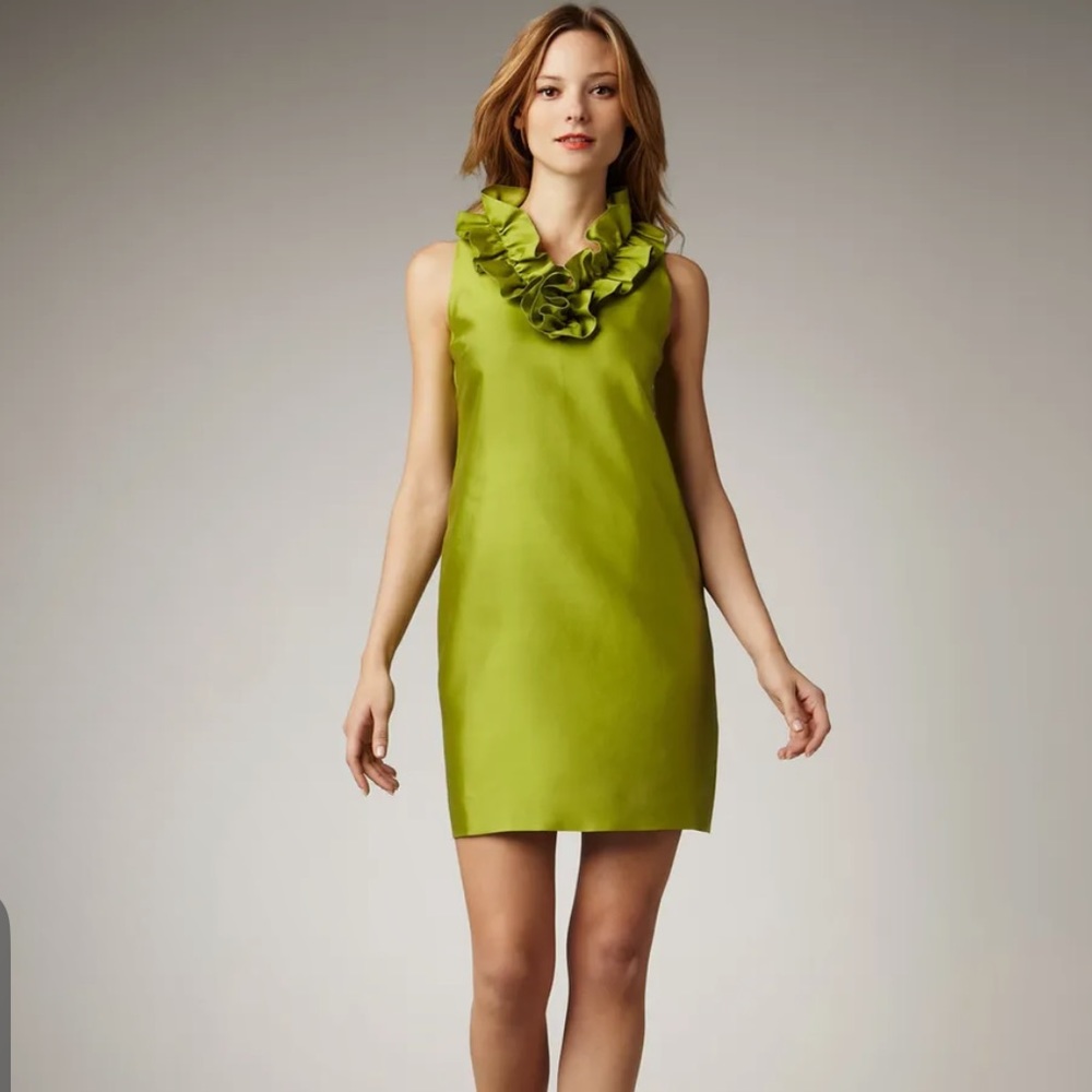 Kate Spade Lucille Ruffle Shift Dress Lime Green Ruffle   size 0